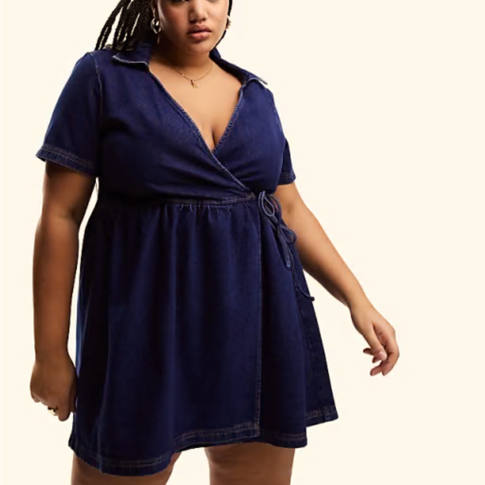 ASOS DESIGN Curve denim wrap dress Size ~ 18